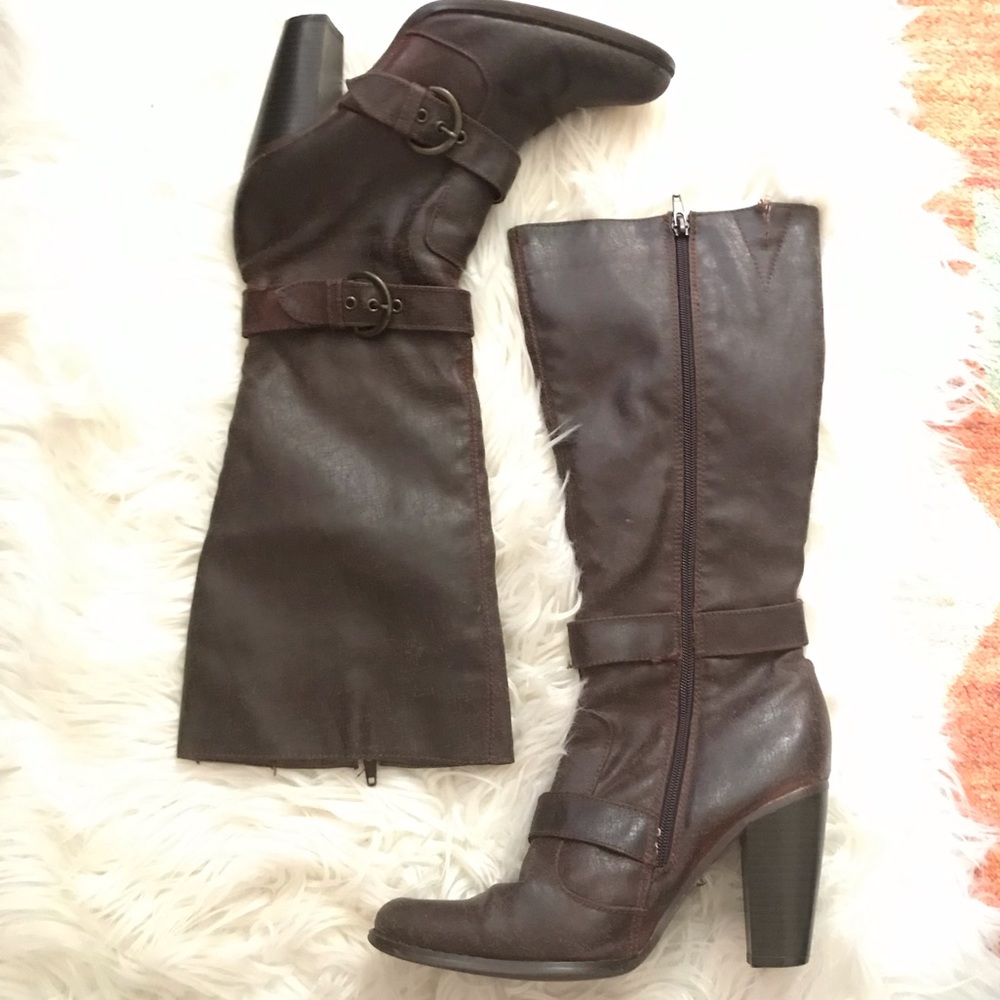 🖤 Size 7.5 distressed rustic brown long boots